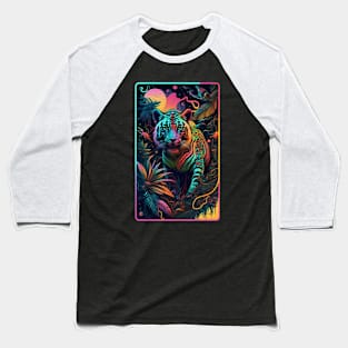 Abstract Tiger In Neon Jungle Baseball T-Shirt